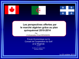 voir la présentation - Ambassade d`Algérie à Ottawa