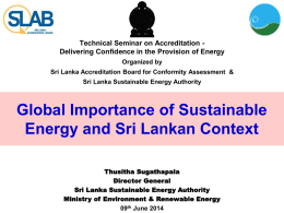 Global Importance of Sustainable Energy and Sri Lankan Context