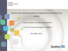 Diapositive 1 - Portail du Forum des gestionnaires en ressources