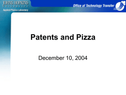 Patents and Pizza Patent Awards December 10, 2004
