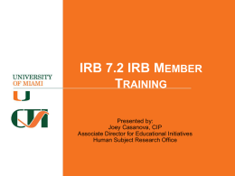 IRB72 IRB memberTraining - Human Subject Research Office