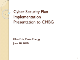 Cyber Security Plan Implementation Presentation to RES BEST