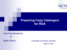Preparing Copy Catalogers for RDA