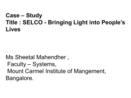 SELCO - Bringing Light into People`s Lives