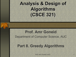 Greedy Algorithms - Computer Science
