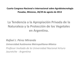 Protección de los Vegetales en Argentina. La tendencia a la