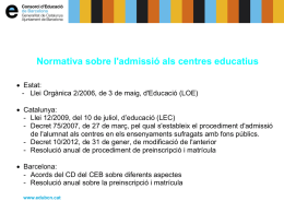 Normativa sobre l`admissió als centres educatius Barcelona