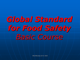 Global Standards for Food Safety Basic Course