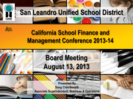 School Finance Mgmt Conference - San Leandro Unified School