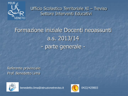 Presentazione percorso Formativo (Prof. Benedetto Lima)