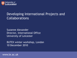 Developing International Projects and Collaborations