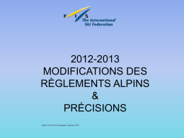 Modification des règlements FIS 2012/2013 - Ski