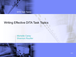 Writing Effective DITA Task Topics