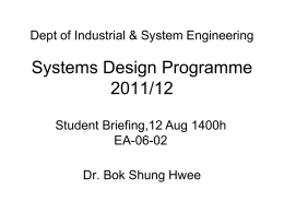 Systems Design Project - Department of Industrial & Systems