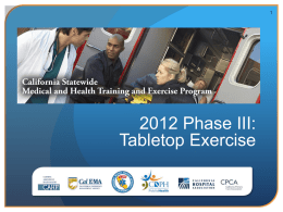 Tabletop Exercise PowerPoint - California Statewide Medical and
