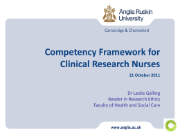 Research Nurse Competency Framework 2011