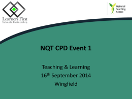 NQT CPD Event 1 - Learners First