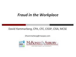 Fraud in the Workplace