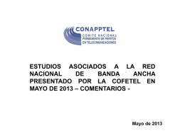 Estudios asociados a la Red Nacional de Banda Ancha