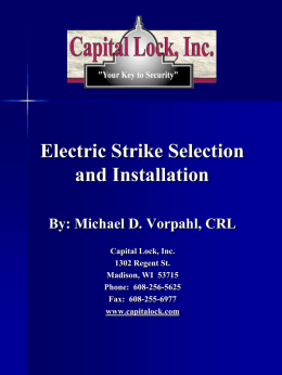 Electric Strike Selection and Installation PPT