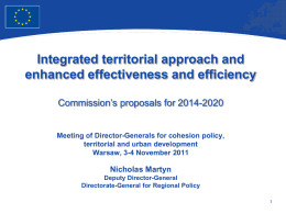 Integrated territorial approach and enhanced effectiveness and
