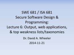 Output, Web Applications, Top weakness lists