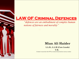 LAW OF Criminal Defences