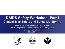 Safety Workshop - DAIDS Regulatory Support Center