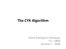 The CYK Algorithm - Department of Computer Science