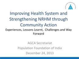 Community Action under NRHM - Community Action for Health