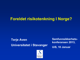 Risiko - Universitetet i Stavanger