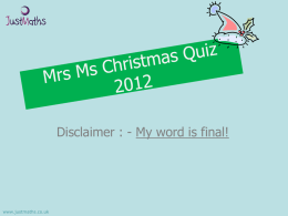 Mrs Ms Xmas Quiz 2012