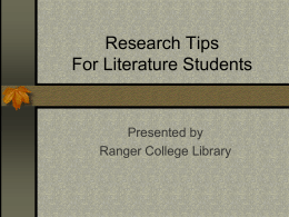 Research Tips Slideshow
