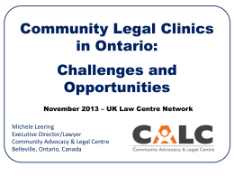 Challenges and Opportunities - Community Advocacy & Legal Centre