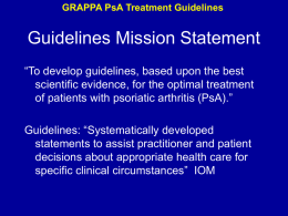 GRAPPA PsA Treatment Guidelines Establish Diagnosis of Psoriatic