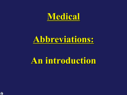 TPJ 3C Medical Abbreviations Intro