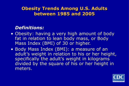 Obesity trends between 1985 and 2005