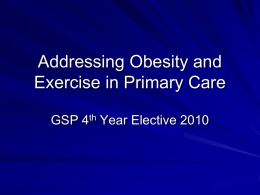 Diet and Exercise Counseling in Primary Care