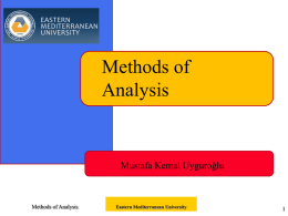 Methods of Analysis - Eastern Mediterranean University