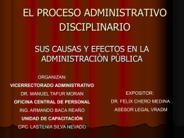 El Proceso Administrativo Disciplinario(Causas y efectos en