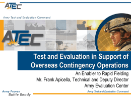 Test and Evaluation in Support of Overseas Contingency Operations