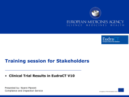 Training session for Stakeholders CT results EudraCT V10