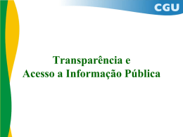 Transparência e Acesso a Informação Pública Legislação