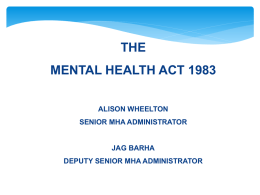 Mental Health Act Training Presentation