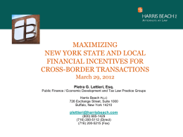 Maximizing New York State and Local Financial Incentives for Cross