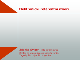 ELEKTRONICKI REFERENTRNI IZVORI, autorica Zdenka Sviben