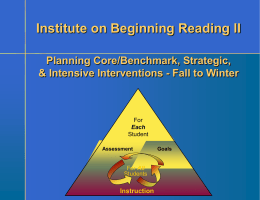 Planning Core/Benchmark, Strategic, and Intensive Interventions