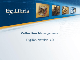 DigiTool 3.0 - Collection Management