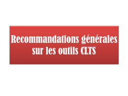 Recommandations générales sur les outils CLTS - Community