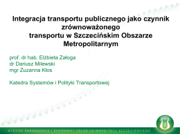 Integracja transportu publicznego jako czynnik zrównoważonego